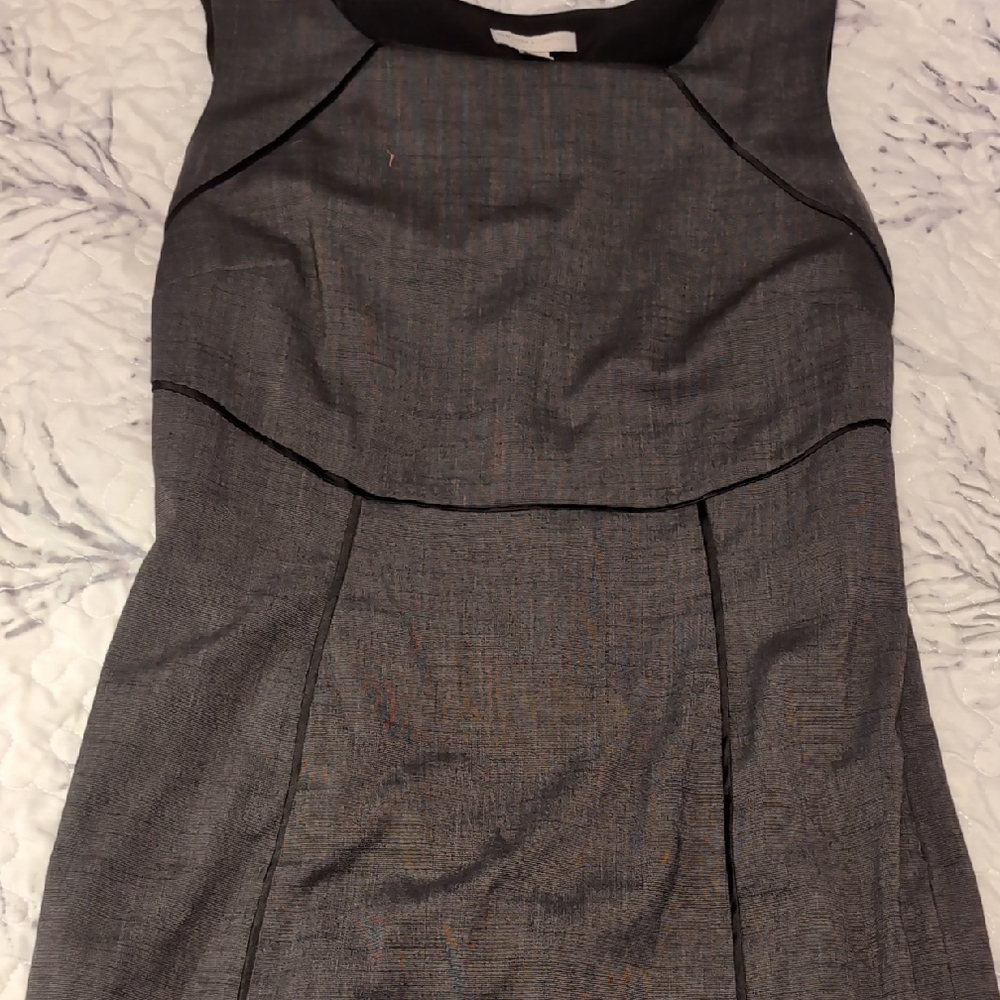 New York & Company Gray Sheath Dress Mock Neck Sleeveless